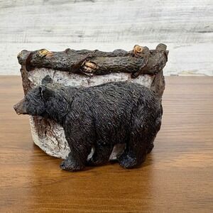 Serene Cabin Black Bear‎ Resin Votive Tea Light Candle Holder